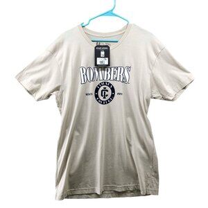 NWT Ithaca College Bombers T Shirt Mens L Crewneck Short‎ Sleeve Beige